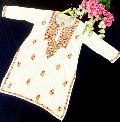WHITE MULTI KURTI